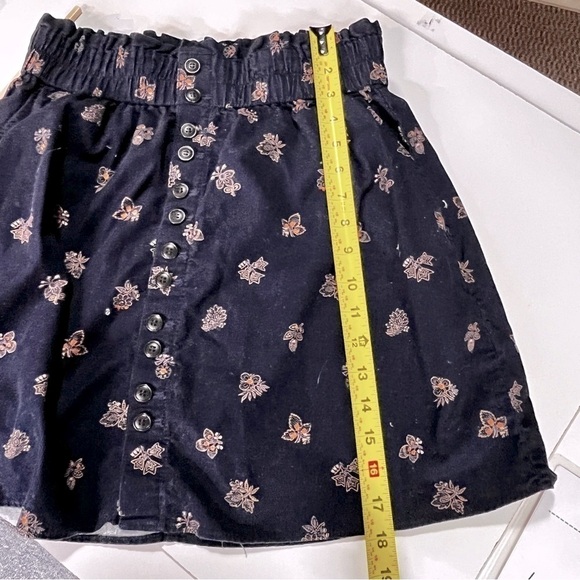 Madewell Paperbag Button-Front Mini Skirt Micro Corduroy Navy Blue Floral pocket - Picture 6 of 7